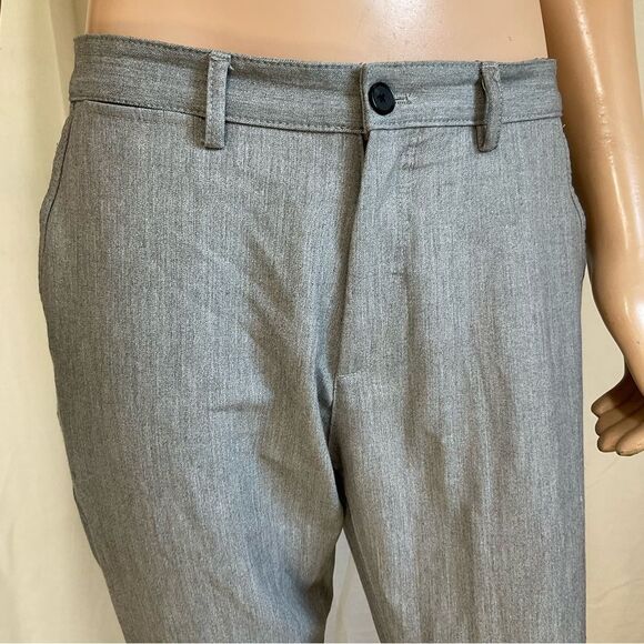 Zara Men's Basic Flat Front Slim Fit Straight Trousers Dress Pants Gray Size 34 - Picture 8 of 12